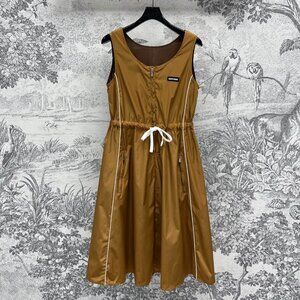 ✨ MIU MIU 2025 Brown Nylon Vest Dress | Relaxed Fit | Sun & Wind Proof